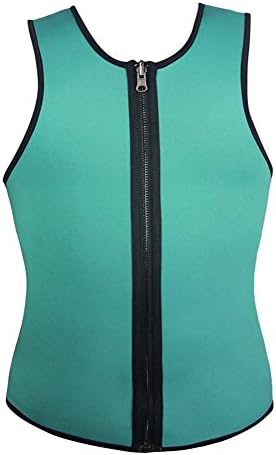 RIVERINE Men's Body Shaper Vest With Zipper Neoprene Sweat Shirt Gym Sauna Tank Top,CMN01,Green,M