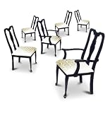 Four Cherry Finish Side Chairs and Two Cherry Finish Arm Chairs