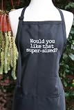 Black Embroidered Apron Would you like that supersized