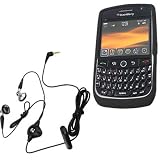 Combo of Blackberry OEM Black Silicone Skin Cover Case and Black Wired Stereo Headset with HandsFree Headphones for Blackberry 8900 Javelin