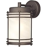 Westinghouse 6230700 Parksville One-Light Exterior Wall Lantern, Oil Rubbed Bronze Finish on Steel with White Alabaster Glass