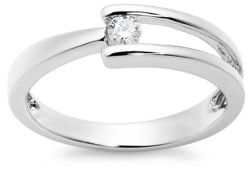 10k White Gold Split-Band Solitaire Diamond Ring (1/10 cttw, H-I Color, I1-I2 Clarity)