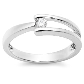 10k White Gold Split-Band Solitaire Diamond Ring (1/10 cttw, H-I Color, I1-I2 Clarity) by 