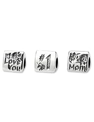Sterling Silver Mom Trilogy Charm Bead Fits Pandora Chamilia Biagi Bracelet
