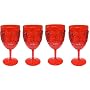Set of 4 Le Cadeaux Break Resistant Drinkware Wine Glasses, Red