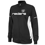 NFL Women's Oakland Raiders Counter Long Sleeve Mockneck Full-Zip Track Jacket (Black/White, Medium)
