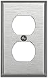 Leviton 84003 1-Gang Duplex Device Receptacle Wallplate, Standard Size, Device Mount, Stainless Steel with blue protective film