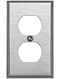 Leviton 84003 1-Gang Duplex Device Receptacle Wallplate, Standard Size, Device Mount, Stainless Steel with blue protective film