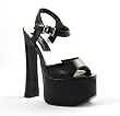 6 1/2 Inch Womens Black High Heels Chunky Heel Platform