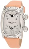 Glam Rock Women's GR72405 Monogram Diamond Accented Dual Time Salmon Leather Watch