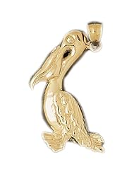 Dazzlers Solid 14k Gold Pelican Charm Pendant Available in three colors from jewelsberry (weights: 8.7 grams only)