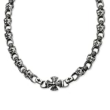 Mens Stainless Steel Skull and Cross Necklace