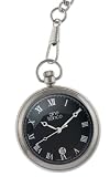gino franco Men's 990BK Round Stainless Steel Black Dial Pocket Watch