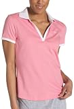  : NYL New York Laundry Women's Split Neck Polo, Brite Pink, Large