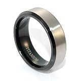 Men's Titanium Ring 7mm Brushed Metal Satin Finish Beveled Edge Comfort Fit Wedding Band, Size 11 (More Size Available)