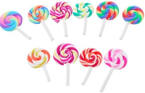 10 pcs Resin Cute Candy Lollipop Flatback Scrapbook Embellishments For DIY Phone Decoration Findings