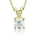 GIA Certified 14k Yellow Gold Asscher Cut Solitaire Diamond Pendant Necklace (D, I1, 0.34 carat) - Money Back Guarantee