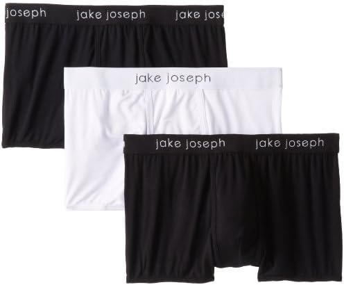 Jake Joseph Men's 3-Pack Weekender Trunk, Black/White, Medium