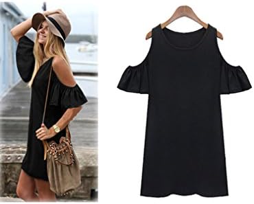 Bluetime Women's Butterfly Sleeve Cotton Strapless T Shirt Dress Plus Size (XXL, Black)