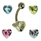 Ladies Titanium Interchangeable Hearts Cubic Zirconia Body Bar