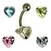 Ladies Titanium Interchangeable Hearts Cubic Zirconia Body Bar