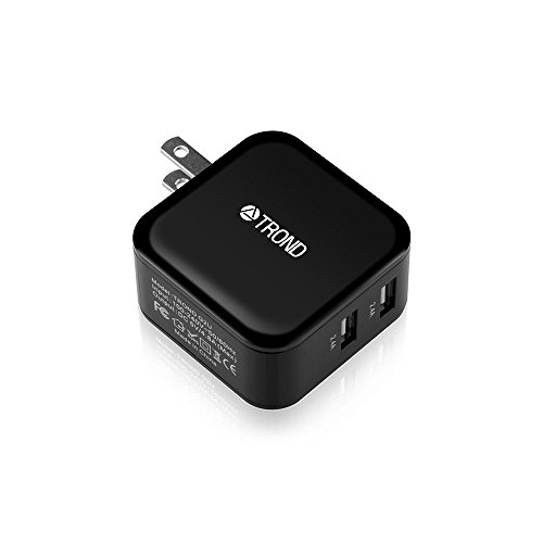TROND G2U 4.8A 24W Dual USB Travel Wall Charger with Smart Charging and Foldable Plug, for Apple iPhone iPad, Samsung Galaxy, HTC Nexus Moto Blackberry, Bluetooth Speaker Headset & Power Bank (Black)