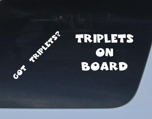 GET 2 decals Got Triplets? and Triplets on Board White Car Auto Window Sticker boy girl baby