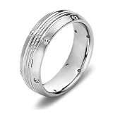 14k White Gold Mens Diamond Wedding Band, 7mm