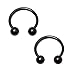Pair of Black I.P. Coated, 14 Gauge 316L Surgical Steel Horseshoe Rings