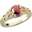 14K Yellow Gold Cabochon Pink Tourmaline and Diamond Ring