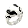 925 Sterling Silver Black and White Curved Heart Ring - Click Here to Buy - RingSize 7