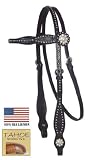 Starry Night Studded Browband Headstall - Black USA Leather