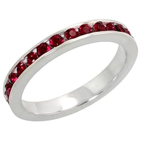 Sterling Silver Eternity Band, w  July Birthstone, Ruby Crystals, 1 8 (3mm)... by Sabrina Silver