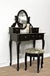 Black Vanity Table Set Jewelry Armoire Makeup Desk Bench Drawer