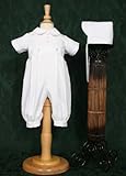 Laura Ashley Christening Collection - Pin Tucked Soft Gabardine W/ Buttoned Waist Band One Piece - 3 Mo
