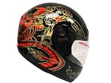 FULL FACE MOTORCYCLE HELMET BLACK CHINESE DRAGON DOT(HY-901-Black/Red-ChineseDragon)