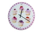 Shabby Chic Cupcake Design Glass Wall Clock, Cup Cake