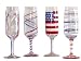 ArtisanStreet's Patriotic Red, White & Blue Champagne Glasses to Celebrate Independence Day. Liven Your Fourth of July Party with Stars & Strips Glass Assortment. All Signed by Artisan.