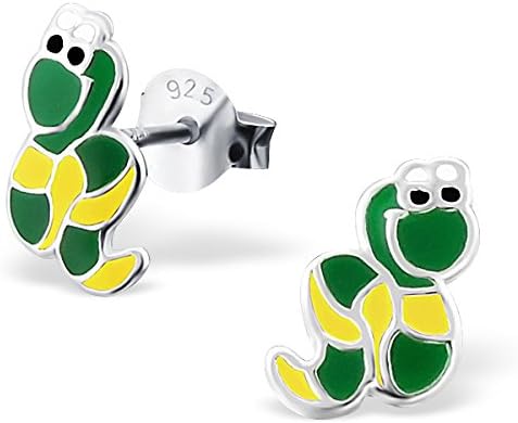 Children's Silver Snake Colorful Ear Studs with Epoxy