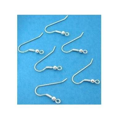 6 Fish Hook Sterling Silver Wire Wrap Ball Earring 22G