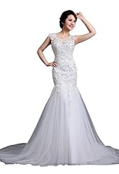 Scoop Neck Polyester/Viscose Sequined Backless Applique Mermaid  Dress