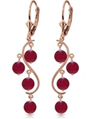 14k Rose Gold Natural Ruby Dangle Earrings