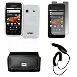 EMPIRE Black Leather Case Pouch with Belt Clip and Belt Loops + Clear Poly  ....