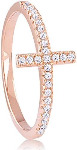 Sterling Silver Ring Side way Cross with CZ Size 5