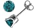 Blue Diamond Solitaire Stud Earrings 1 Carat (ctw) in 14K White Gold