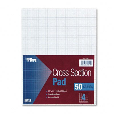 Tops Section Pads - 5 Squares - Quadrille Rule - Letter Size (8.5 x 11) - White - 50 Sheets per Pad (35051) Image Tops Section Pads - 5 Squares - Quadrille Rule - Letter Size (8.5 x 11) - White - 50 Sheets per Pad (35051)