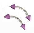 316L S. Steel Eyebrow with Purple Miracle Coat Cone Ends, 16G - 5/16" Wire - 3x3mm (Sold As Pair)