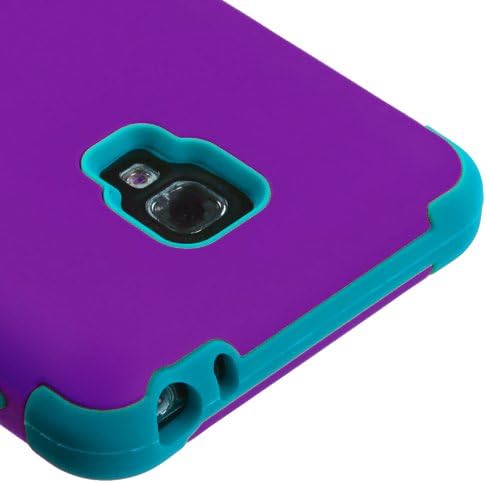 LG Optimus F6 Case, Rock Me Wireless (TM) 3 items Bundle - Screen Protector, 24K Gold Plating Electromagnetic Waves Blocking Sticker and Triple Layers Protective Case for LG Optimus F6 (D500, MS500). (Grape / Teal)