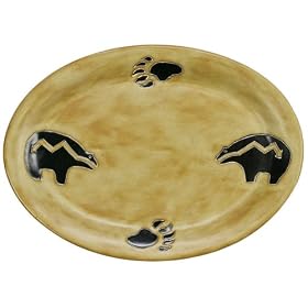 MARA Stoneware 13 SERVING PLATTER Collectible Plate SOUTHWEST Bear PAW PRINT Design by CollectibleXchange