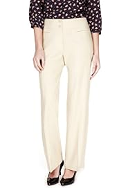 Linen Blend Straight Leg Trousers